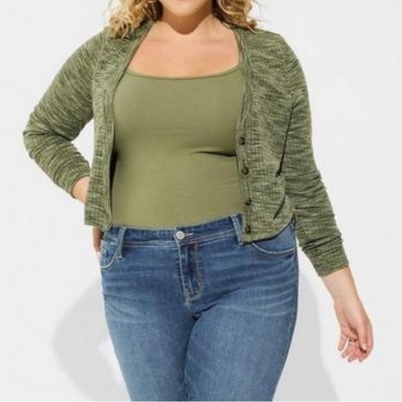 💚TORRID NWT Green Cardigan - Cropped 1X - Picture 5 of 10